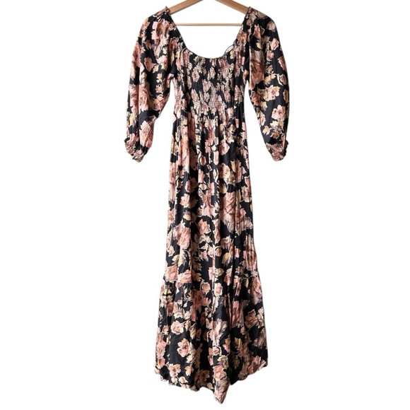 NWT Saltwater Lux Black Pink Vye Midi Floral dress Sz S - Picture 7 of 12